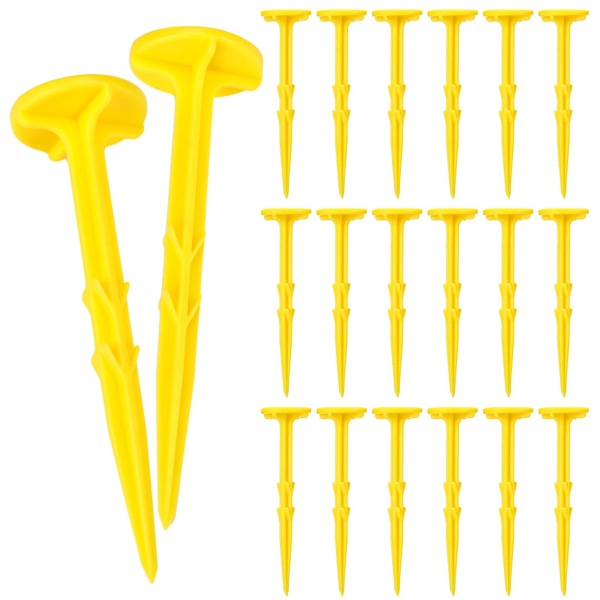 Nuanchu low-profile survey stake in yellow marks 5x1.5 inches for clear lawn boundaries