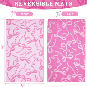 Nuanchu plastic straw rug pink bow design for quick clean outdoor spaces