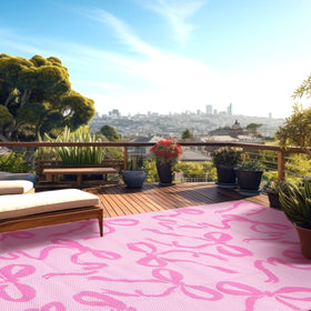 Nuanchu UV coated rug pink decor that resists fading in sun