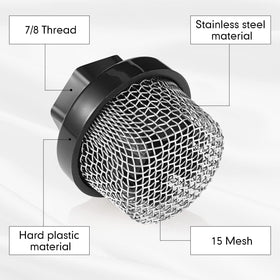 Nuanchu water filter for hose inlet demonstrating debris filtration
