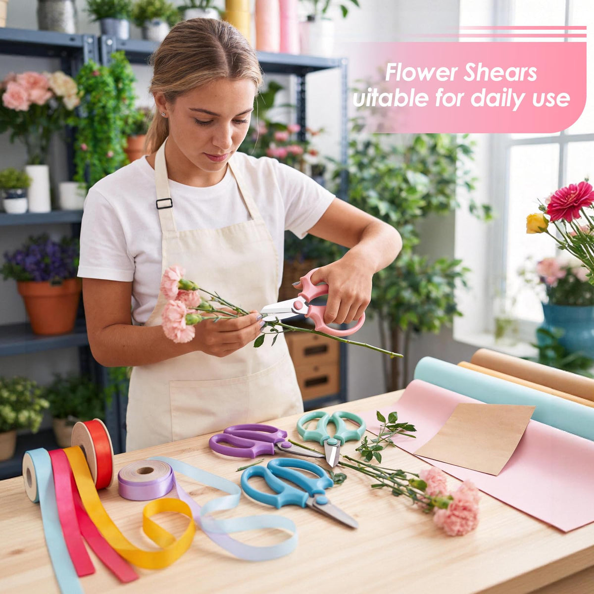 Nuepuxo flower scissors with comfortable grip for home gardens.