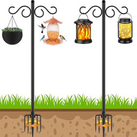 NUERPO 80 inch adjustable shepherd hook with two arms for versatile garden hanging