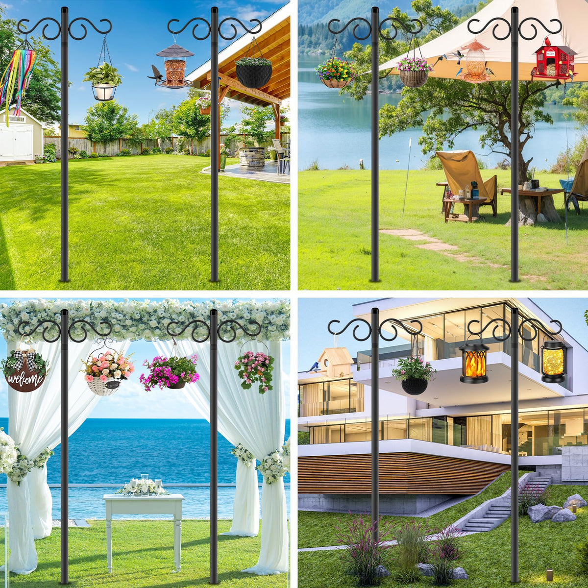 NUERPO double arm design adds extra hanging space for feeders and lanterns