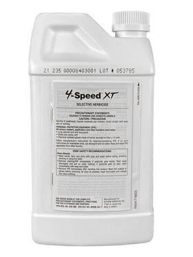 Close-up of the 4-Speed XT label showing active ingredients for broadleaf control.