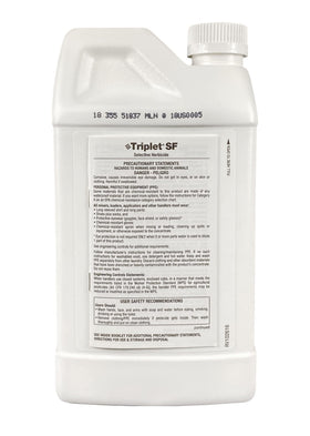 Nufarm Triplet SF bottle label close-up with flexible rate guidance