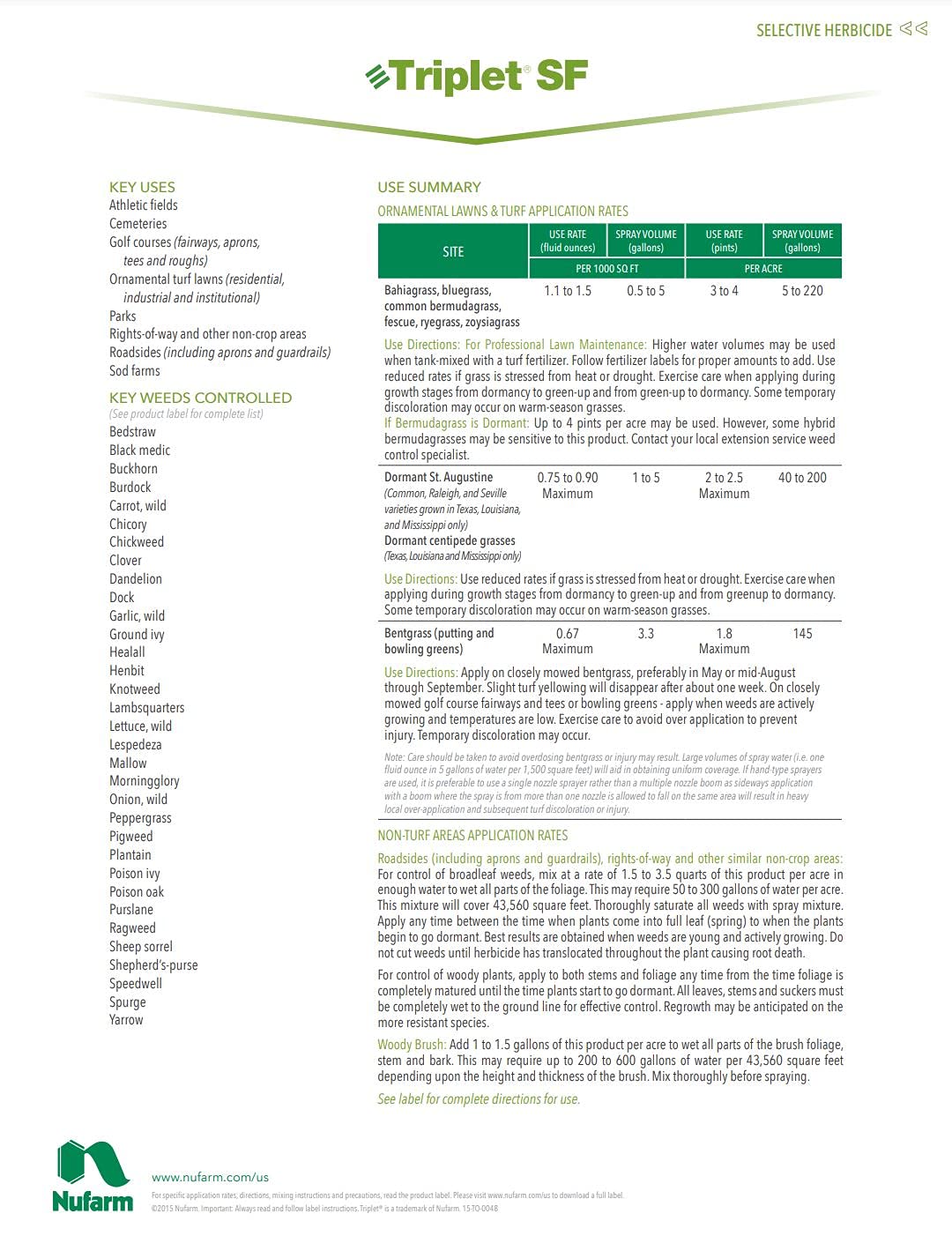 Nufarm Triplet SF turf application scene showing treated lawn