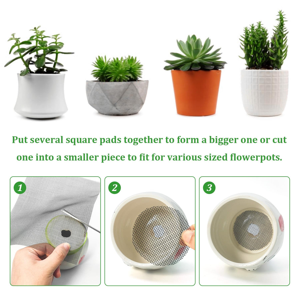 Easy to cut and fit any pot; Nufiwra mesh pads simplify setup.