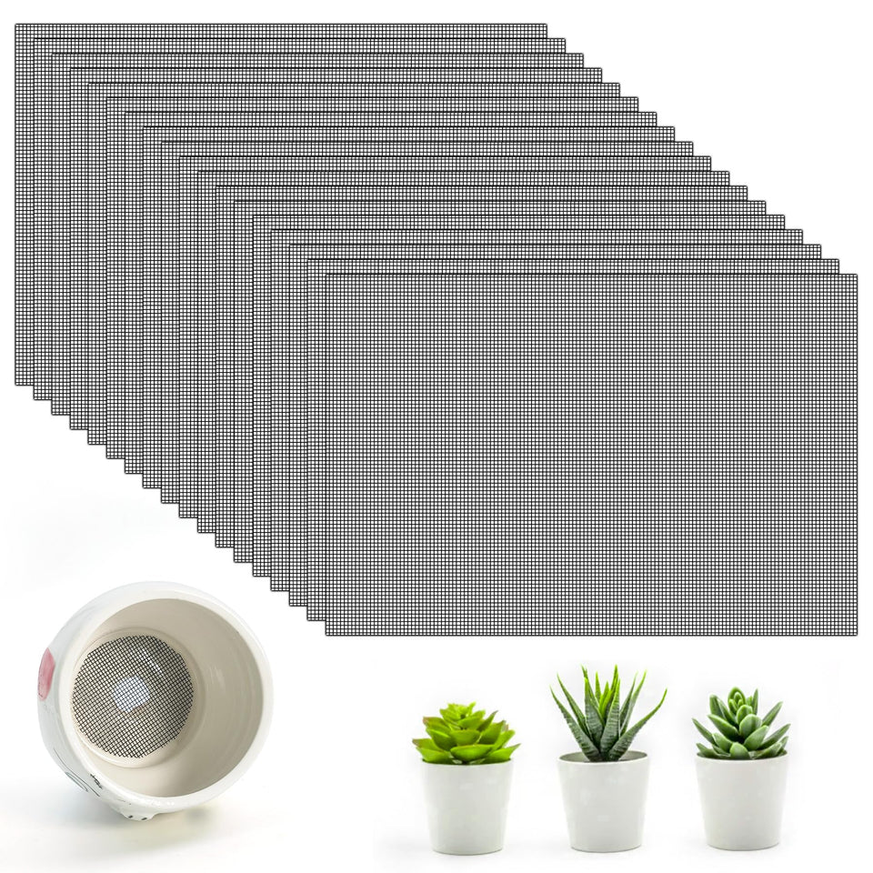 Nufiwra flower-pot mesh pad covers pot bottom for better drainage and soil retention.