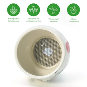 Lightweight drainage netting reduces weight compared to rock-filled pots.