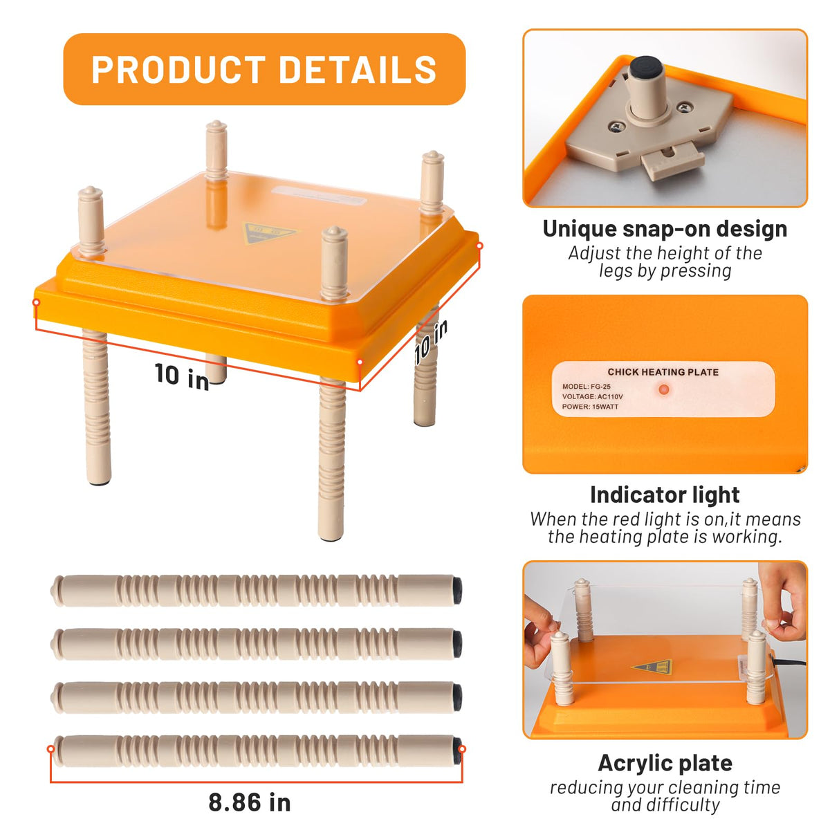 NUGRIART Brooder keeps chicks warm with focused heat.
