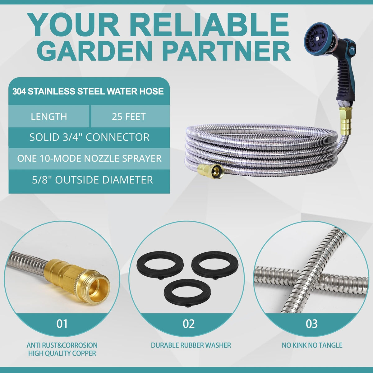 Numwot garden hose reinforced PVC inner tubing offers puncture resistance and long-lasting performance