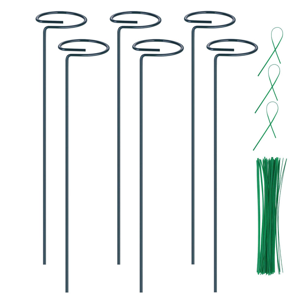 Numyew 6pc plant support stakes 16 inch length provide sturdy upright stem support.