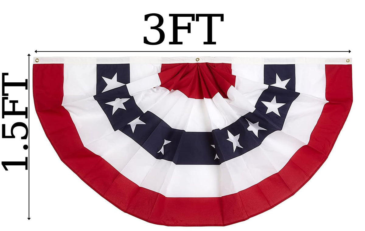 NUOGIC prepleated patriotic flag design ready to hang indoors or outdoors.