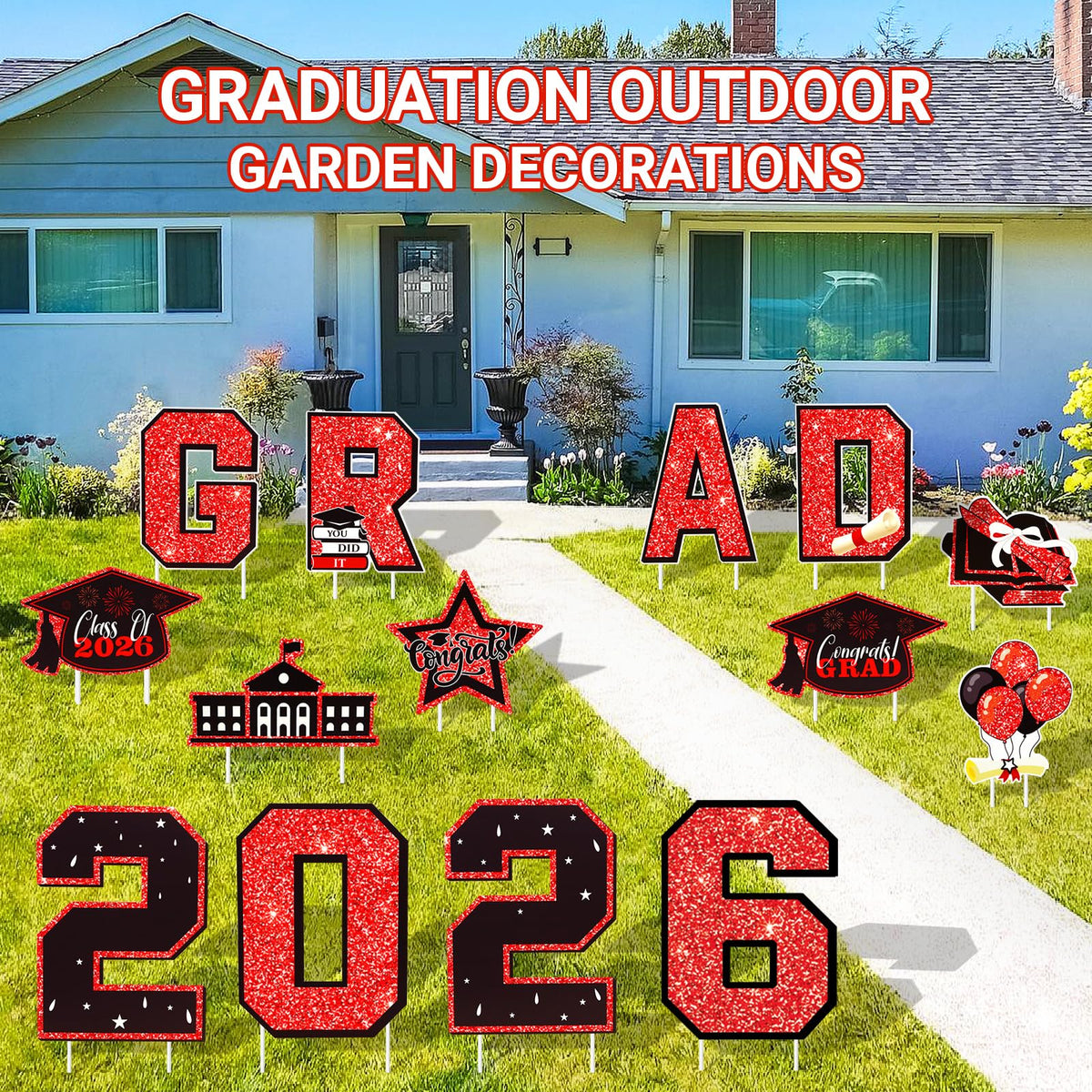 NUOLAN front-yard graduation decor red enhances curb appeal.