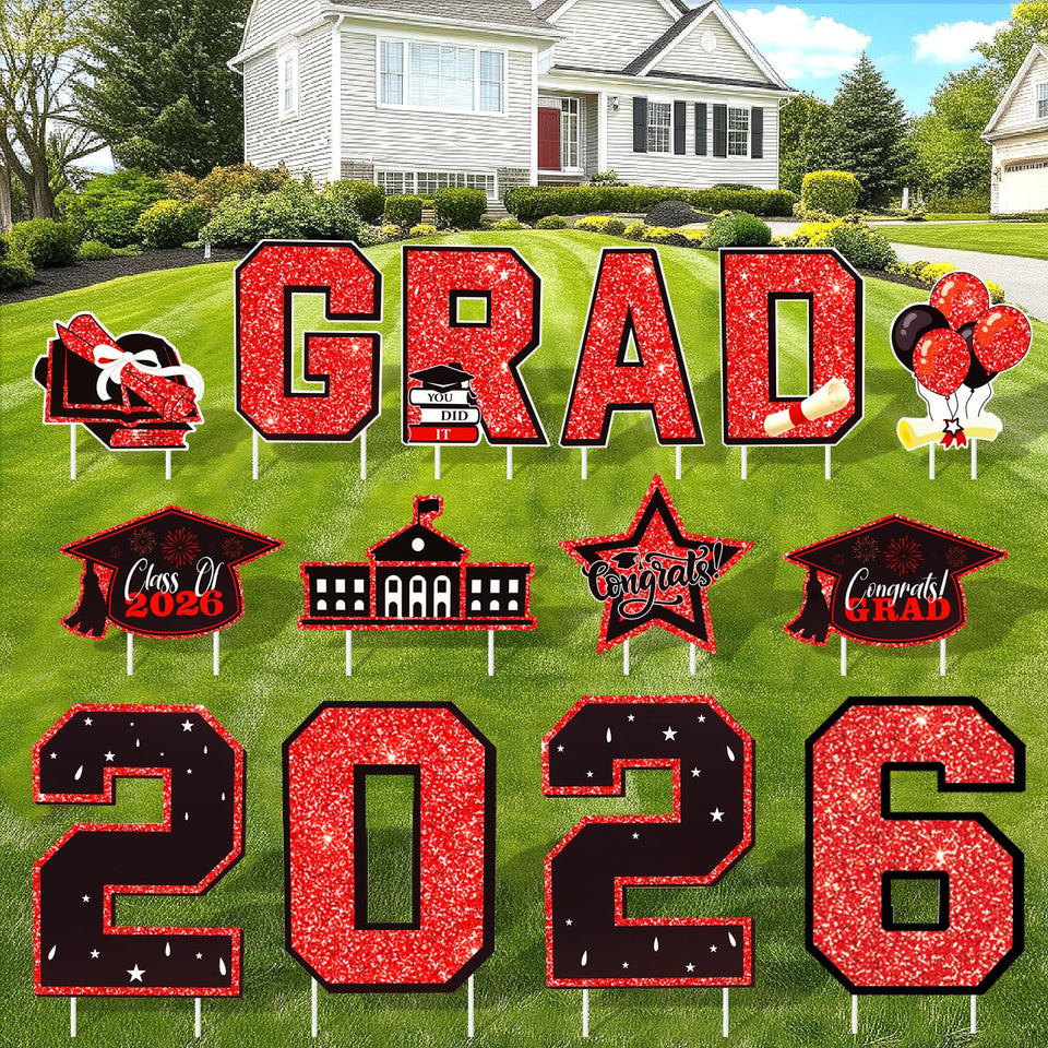 NUOLAN graduation yard sign red in front yard for high visibility and celebration.