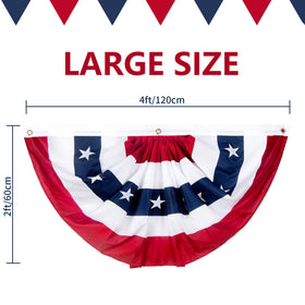 NUOLAN patriotic half fan bunting with brass grommets for secure outdoor hanging.