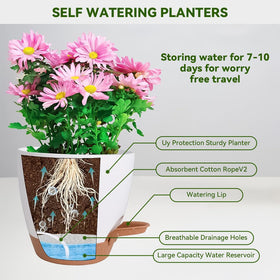 Nuotuv 10-inch self-watering pot in UV-resistant plastic for indoor/outdoor use.