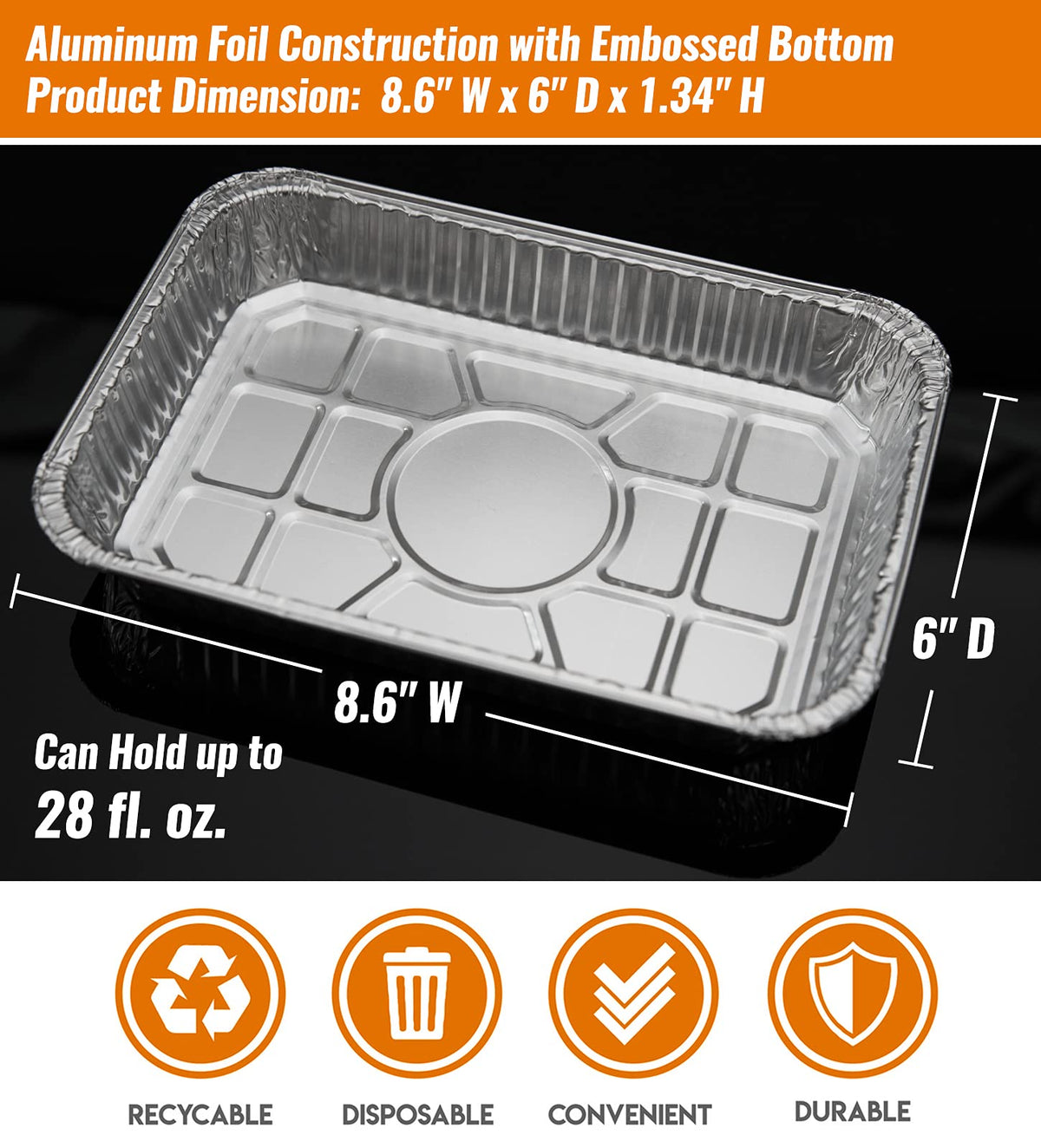 NUPICK 6415 drip pans dimensions base 7-1-2x5, precise fit for many grills.