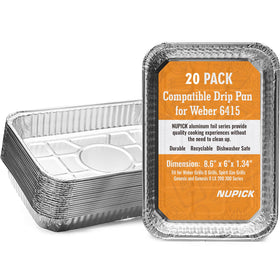 NUPICK 6415 drip pans for Weber Spirit base, sturdy disposable tray for quick cleanup.