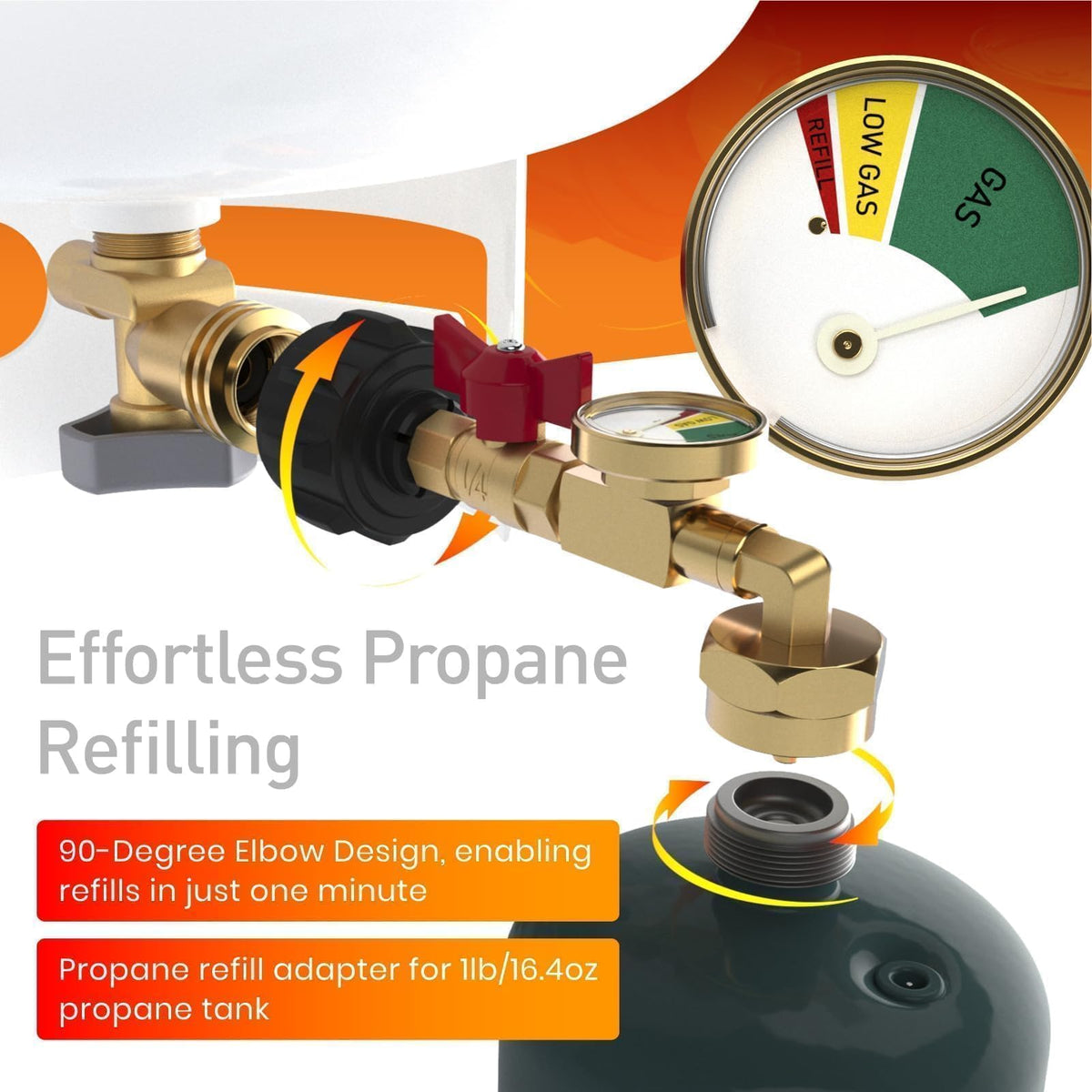 NUPICK glow-in-the-dark gauge helps monitor fuel levels.