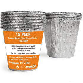 NUPICK grease bucket liners in a 15-pack box for quick setup and mess-free disposal.