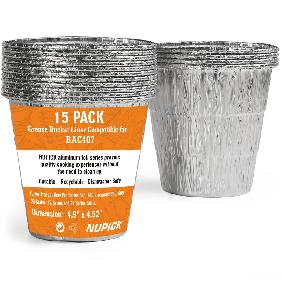 NUPICK grease bucket liners in a 15-pack box for quick setup and mess-free disposal.
