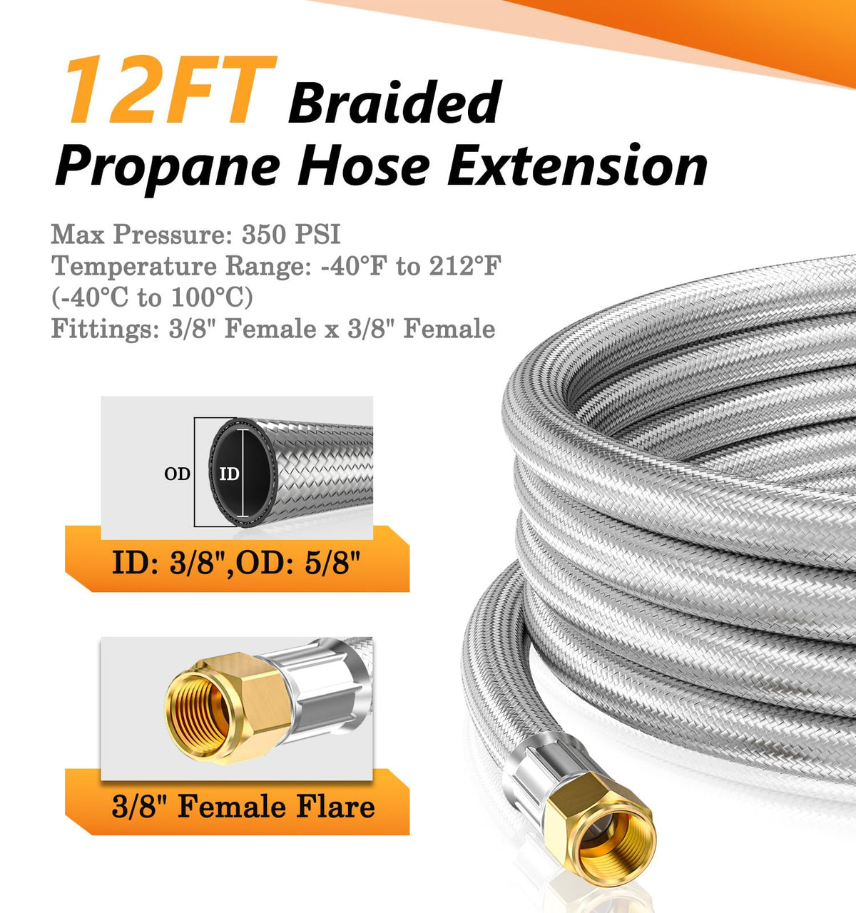 NUPICK hose connected to a gas grill for flexible outdoor cooking setups