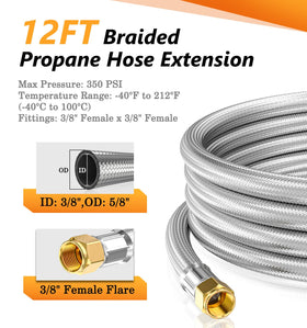 NUPICK hose connected to a gas grill for flexible outdoor cooking setups