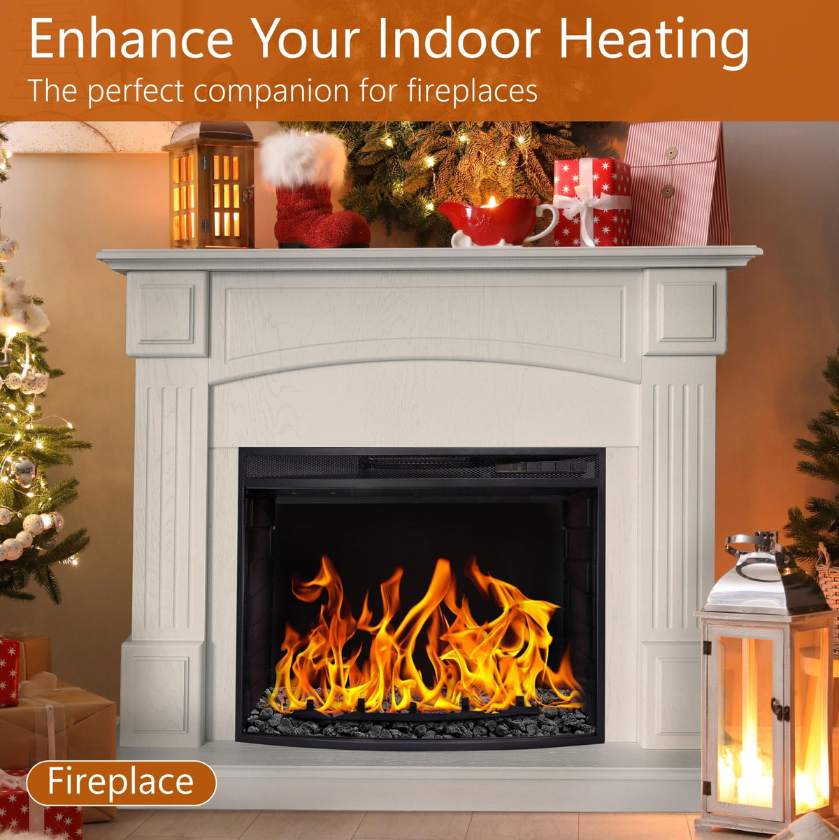 NUPICK lava rock layered with fire glass creates sparkling flame effects.