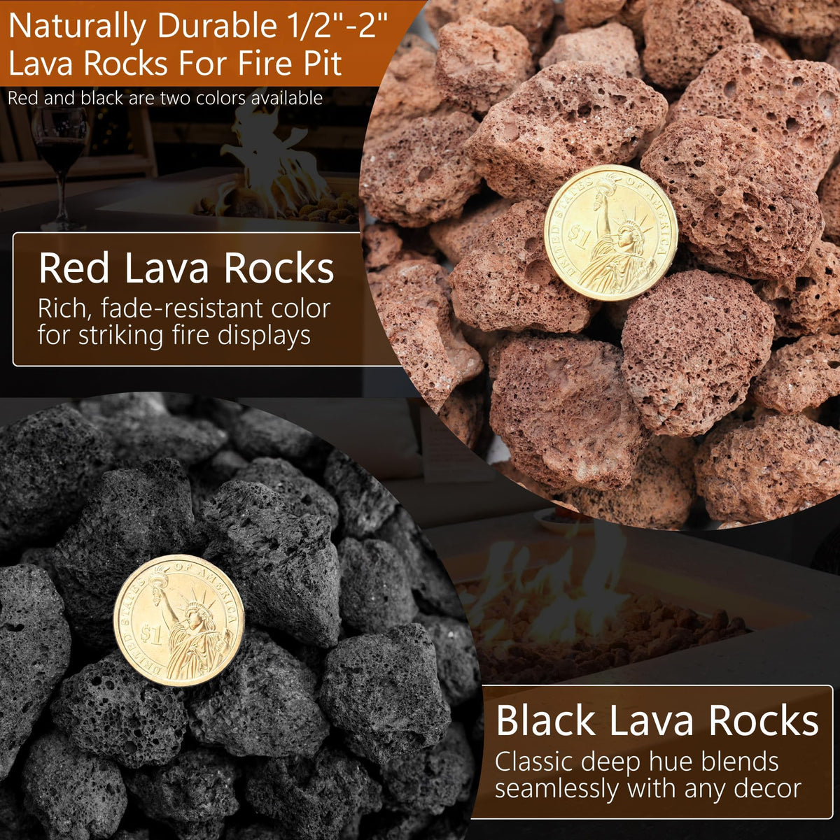 NUPICK lava rock pre-washed to reduce dust and maintenance.