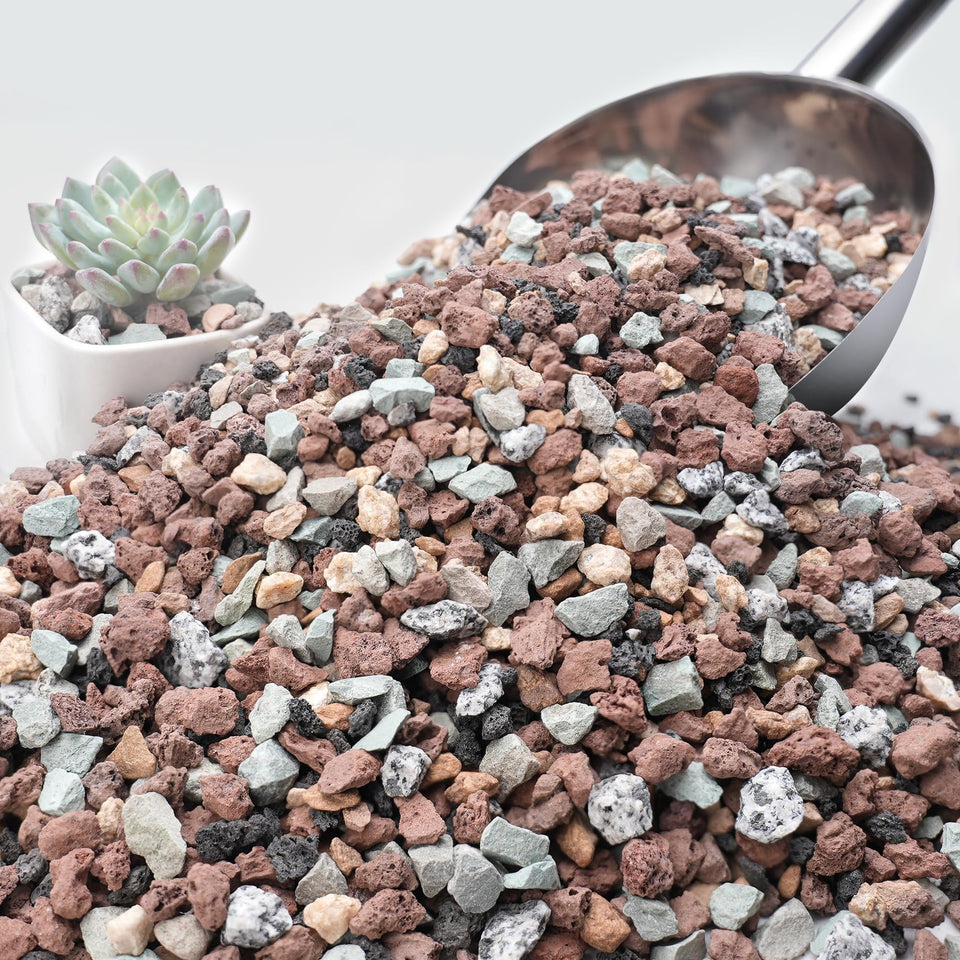 NUPICK lava rocks colorful mix 3/8 inch provide vibrant soil topping and drainage.