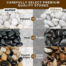 NUPICK river rocks with smooth natural surface brighten soil and decor.
