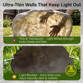 NUPICK lightweight fiberglass rock cover resists fading and cracking in sun and rain.
