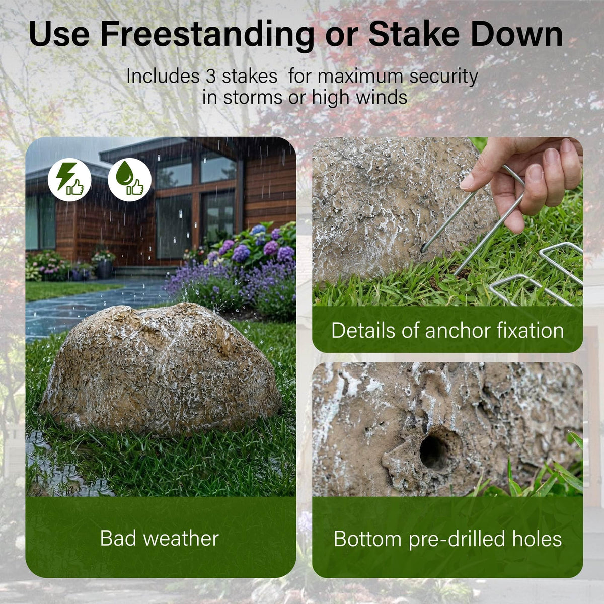 NUPICK decorative rock hides irrigation wells while keeping a natural stone vibe.