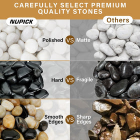 NUPICK white river rocks garden décor add subtle color and texture.