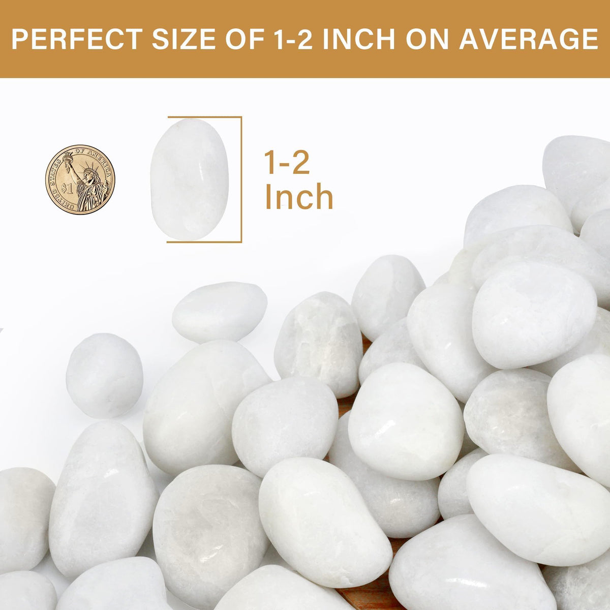 NUPICK white river rocks deter weeds and protect soil in outdoor beds.