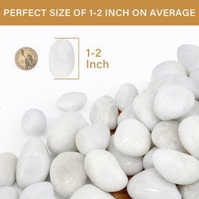 NUPICK white river rocks deter weeds and protect soil in outdoor beds.