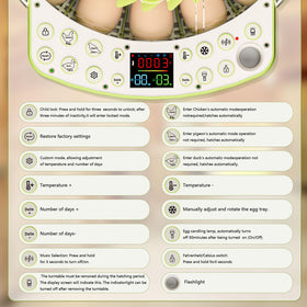NUPLEA built-in LED candler checks fertility without opening.