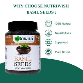 Nutriwish Basil Seeds raw, gluten-free ingredient for everyday meals.