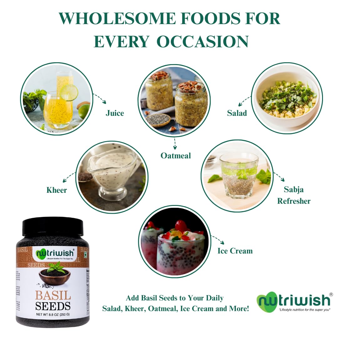 Nutriwish Basil Seeds as a fiber-rich topping for salads.