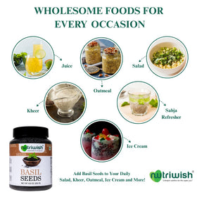 Nutriwish Basil Seeds as a fiber-rich topping for salads.