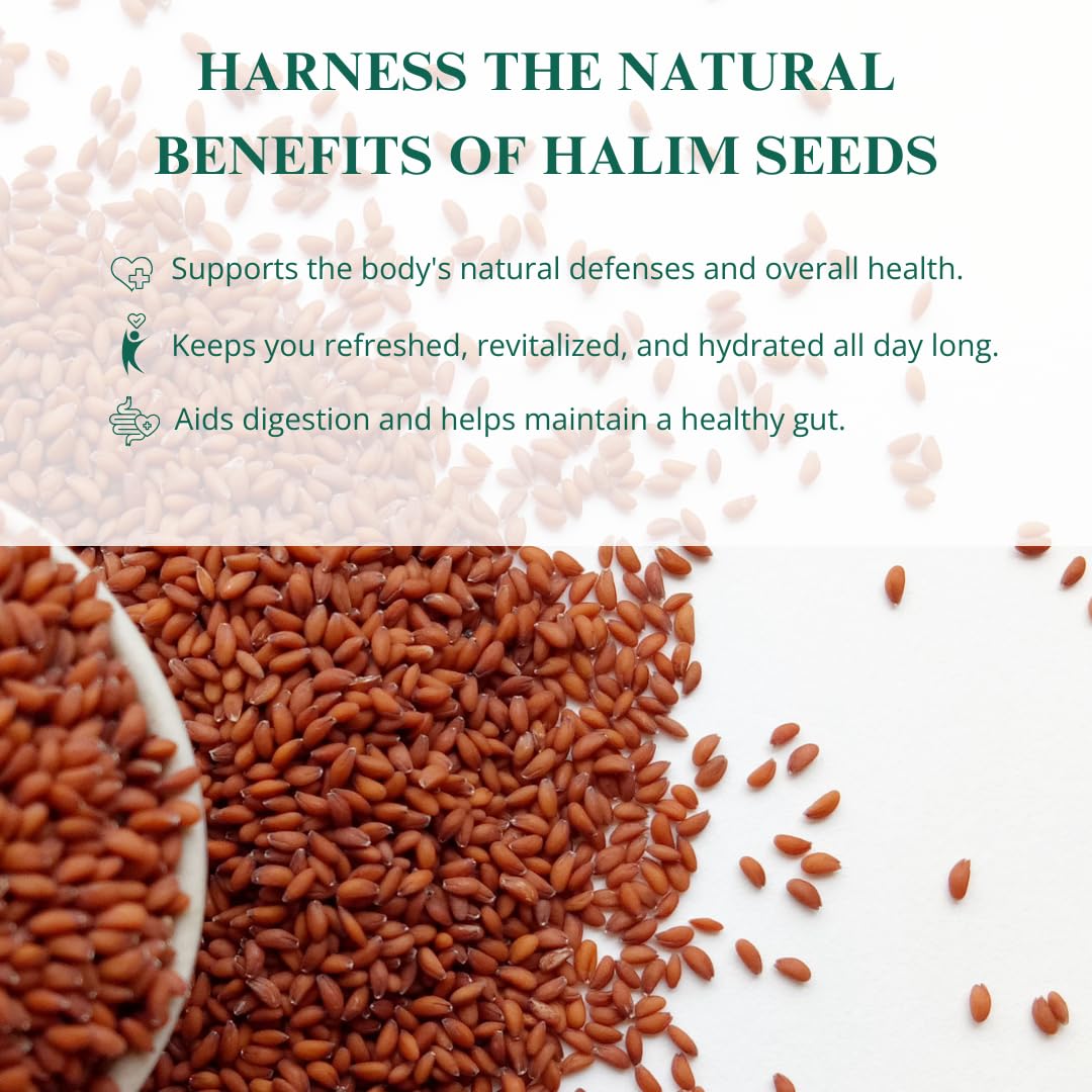 Nutriwish Halim seeds jar close-up highlighting premium quality and transparency