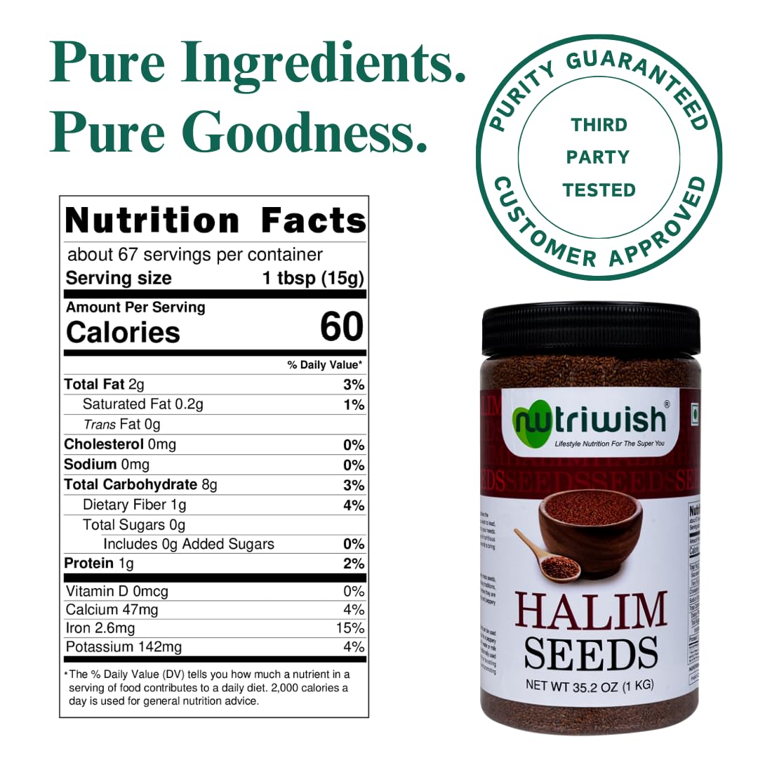Nutriwish Halim seeds on kitchen shelf ready to boost smoothies
