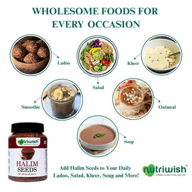 Nutriwish Halim seeds blended into smoothies for subtle nutrition.