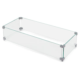NUU GARDEN wind guard for rectangular fire pit with clear glass steady flames