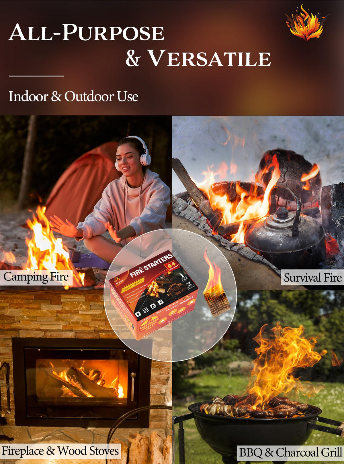 Nvkrvks fire starter used at campfire for camping dinners.