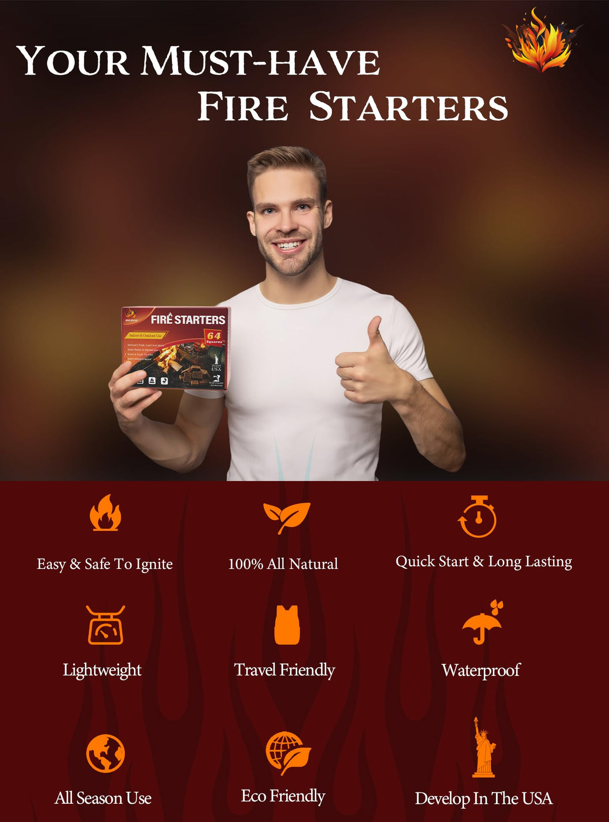 Nvkrvks fire starters withstand damp conditions, ideal for outdoors.