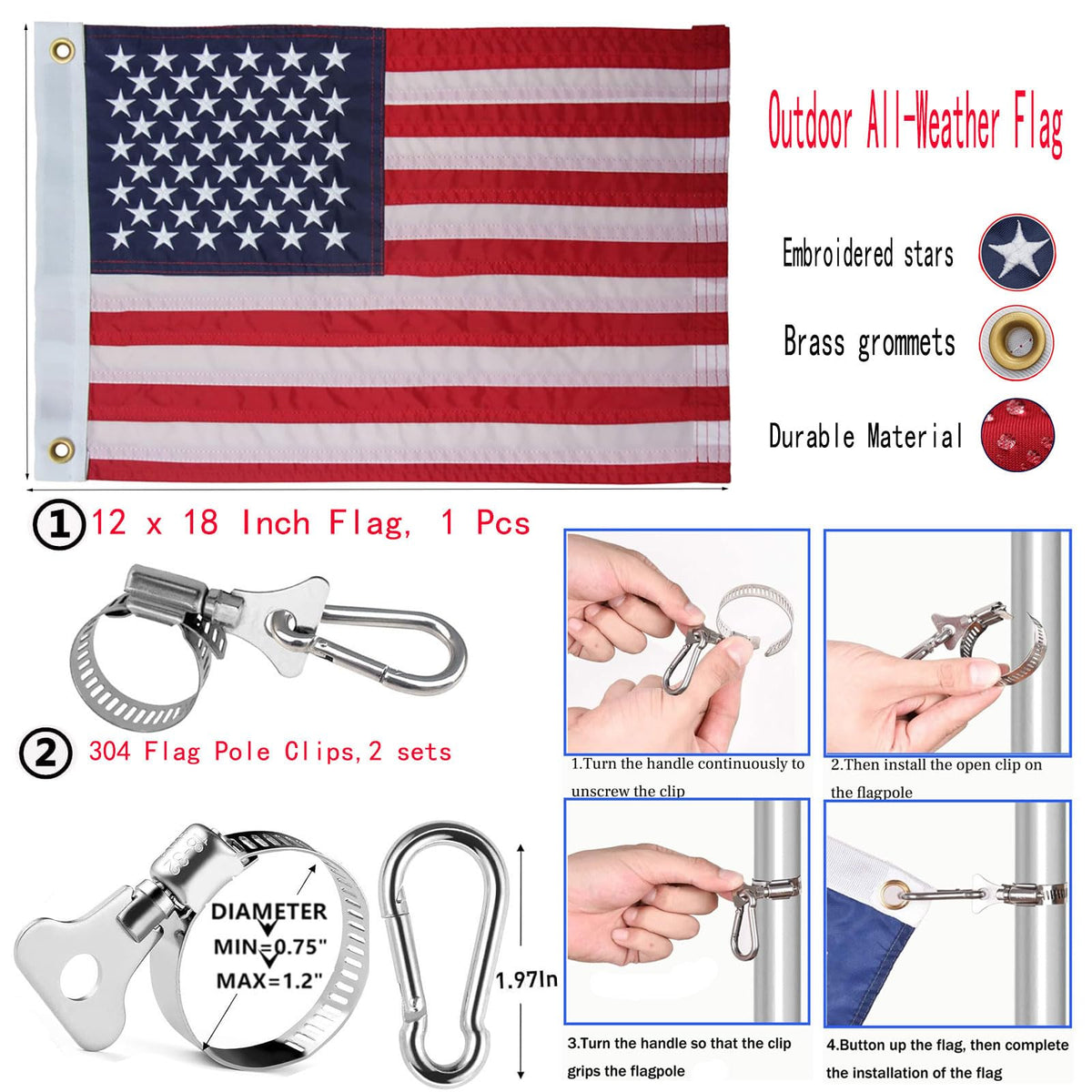 NVSDFAVUZUQ heavy-duty nylon flag 12x18 withstands wind.