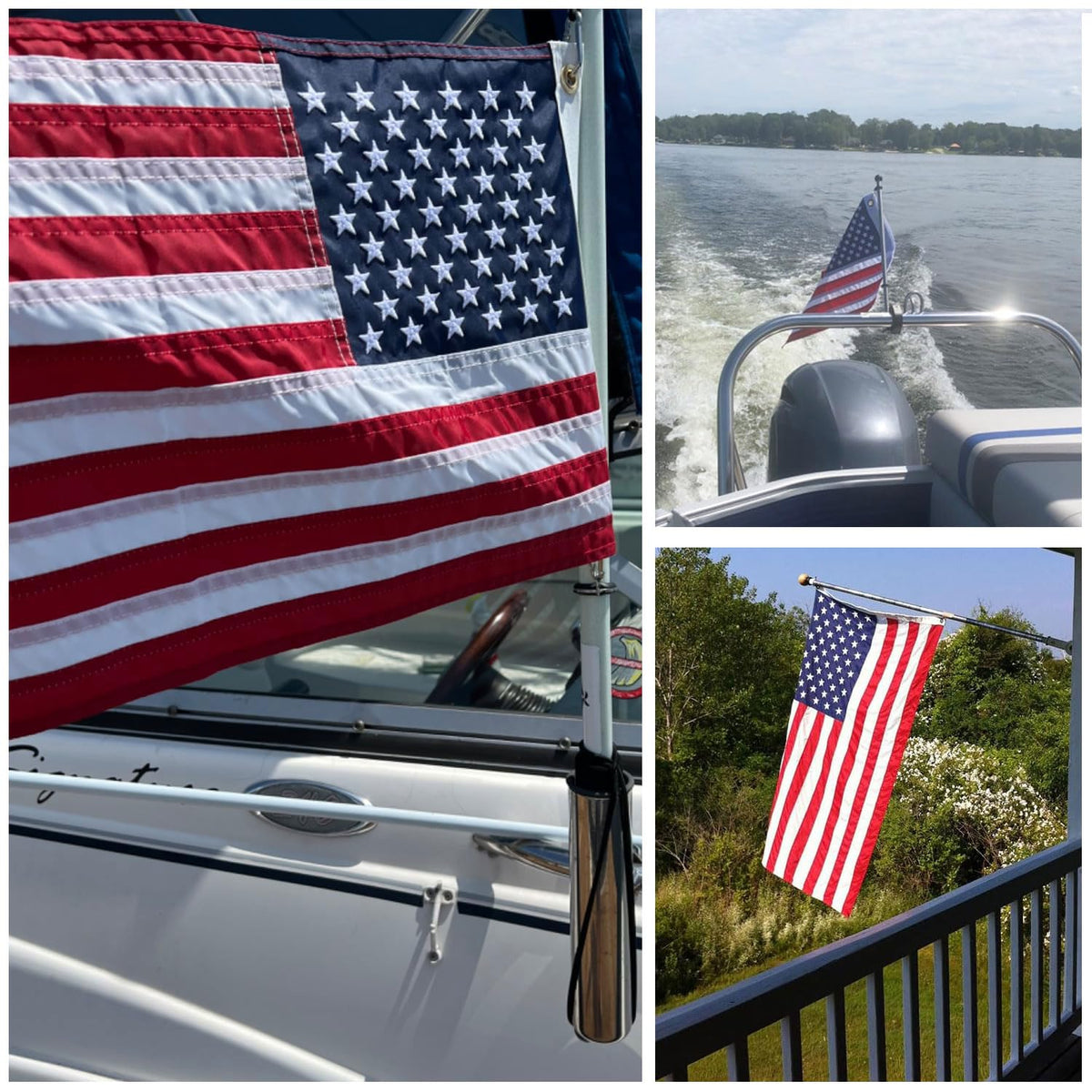 NVSDFAVUZUQ outdoor USA flag mounted on a boat in sunlight.