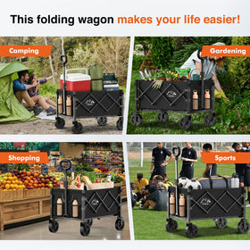 NWH collapsible wagon with adjustable handle enabling comfortable pulling.